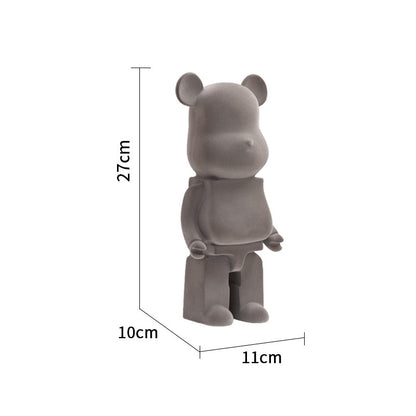 Flocking Bearbrick Statues Resins Bear Money Boxes grey