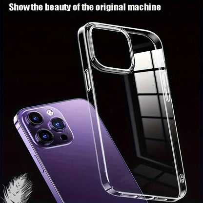 Clear phone case on a black background with text 'Show the beauty of the original machine'.