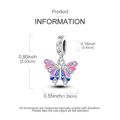 925 Sterling Silver Charms Bead Luminous Butterfly Dangle Fit Pure Ember