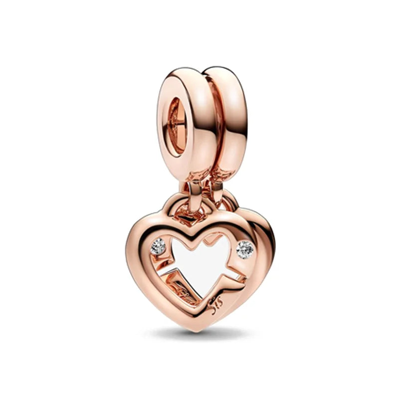 Exquisite rose gold-plated pink star moon peace heart-shaped pendants 925 silver Pure Ember