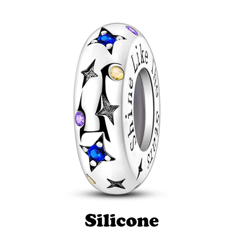 925 Sterling Silver Silicone Spacer Stopper Clip Charms Chamilia Beads Pure Ember