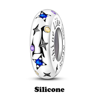 925 Sterling Silver Silicone Spacer Stopper Clip Charms Chamilia Beads Pure Ember