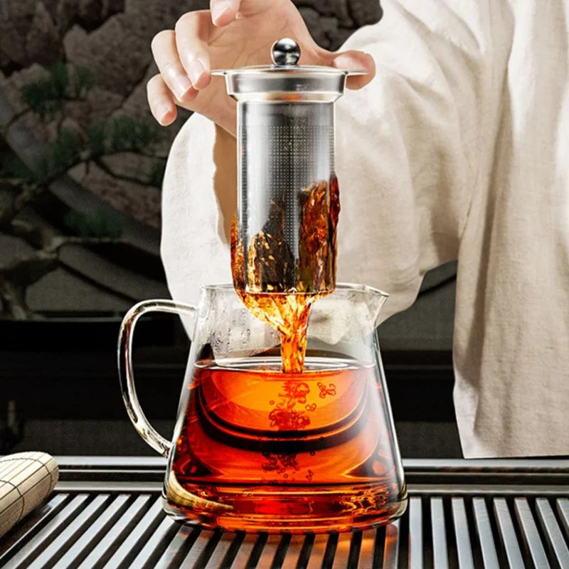 Heat-Resistant Glass Teapot with Stainless Steel Tea Strainer Infuser Pure Ember