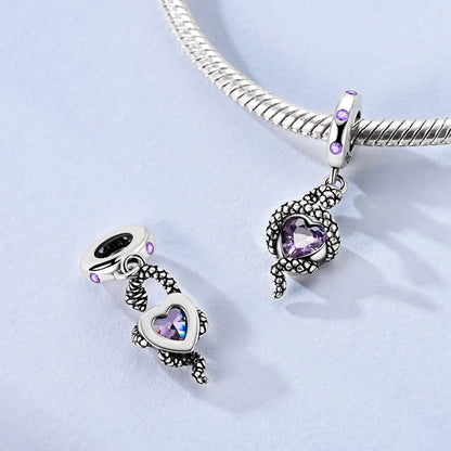 Silver 925 Charm Bead Rose Heart Pandent Butterfly Orchid Clasp Clip