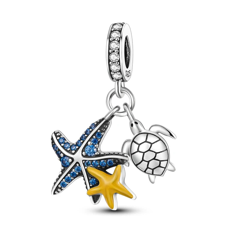 925 Sterling Silver Ocean Blue Sea Octopus Turtle Mermaid Charms Pure Ember pandora style 