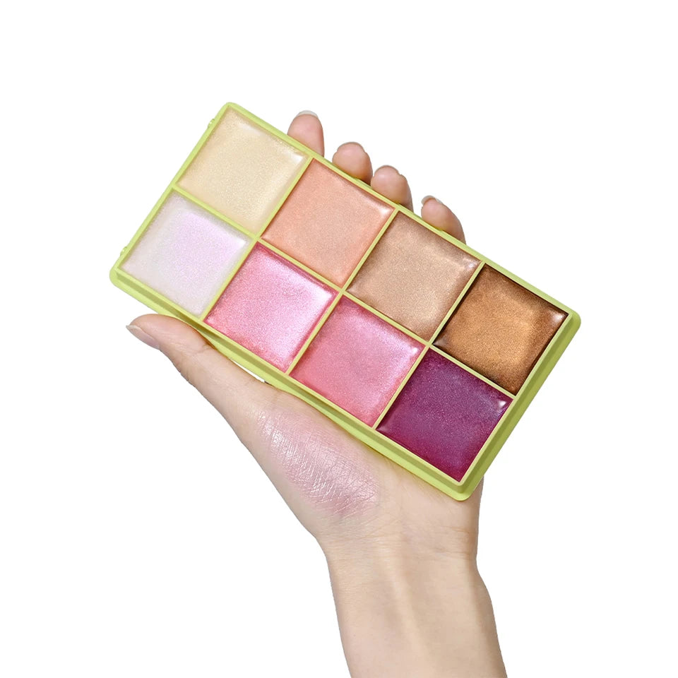 8 Colors Cream Highlighter Palette for Highlight, Blush & Contouring Pure Ember