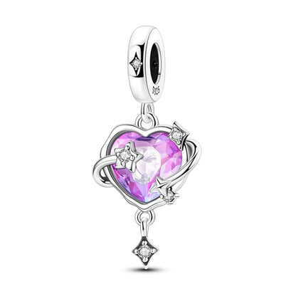 Silver 925 Charm Bead Rose Heart Pandent Butterfly Orchid Clasp Clip