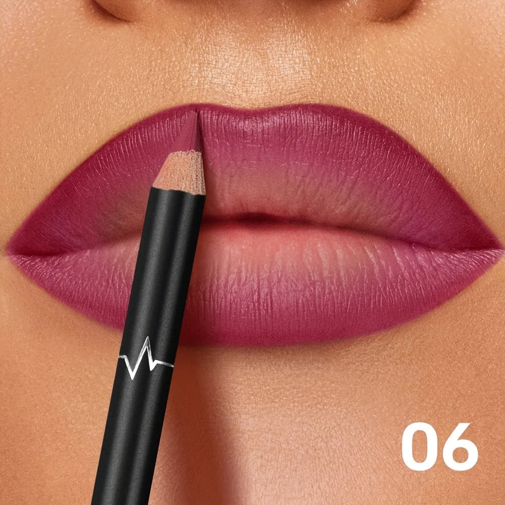 6-Colors Waterproof Matte Lip Liner - Long-Lasting, Non-Transfer Formula, Matte Finish, 6 Versatile Shades Pure Ember