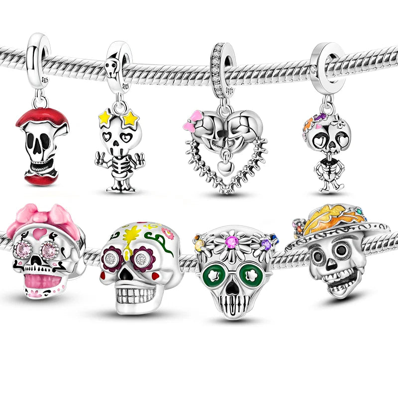 Charms 925 Sterling Silver Luminous Skull Bead Pendant Jewelry Fit Original 925 Bracelet For Women DIY Party Gifts Pure Ember