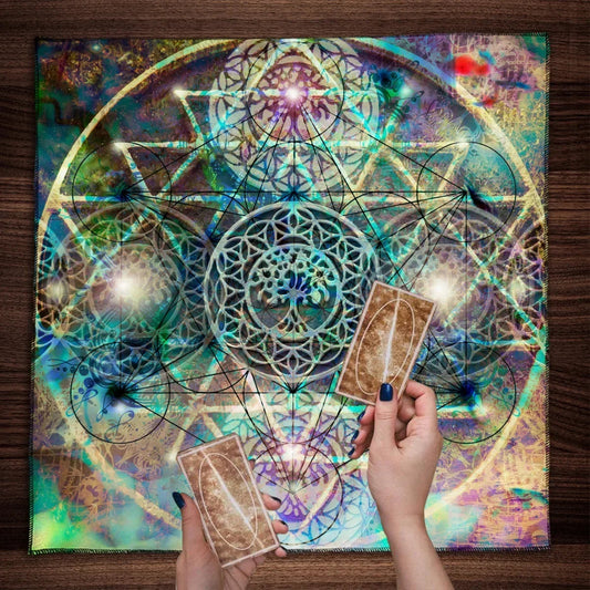Colorful Abstract Geometry Tarot Tablecloth Altar Cloth Tarot Spread Cloth Spiritual Oracle Card Pad Pagan Oracle Tarot Mat Pure Ember