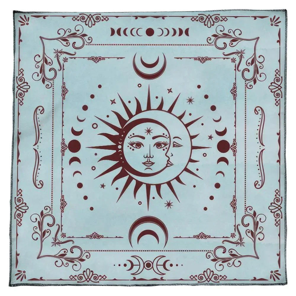 Altar Cloth Sun Moon Tarot Card Tablecloth For Spread Tarot Reading Cloth Witch Moon Phase Spiritual Oracle Card Pad Boho Decor Pure Ember