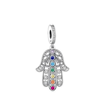 Egyptian charm bead Stirling silver pandora dupe gifts for her hamsa hand