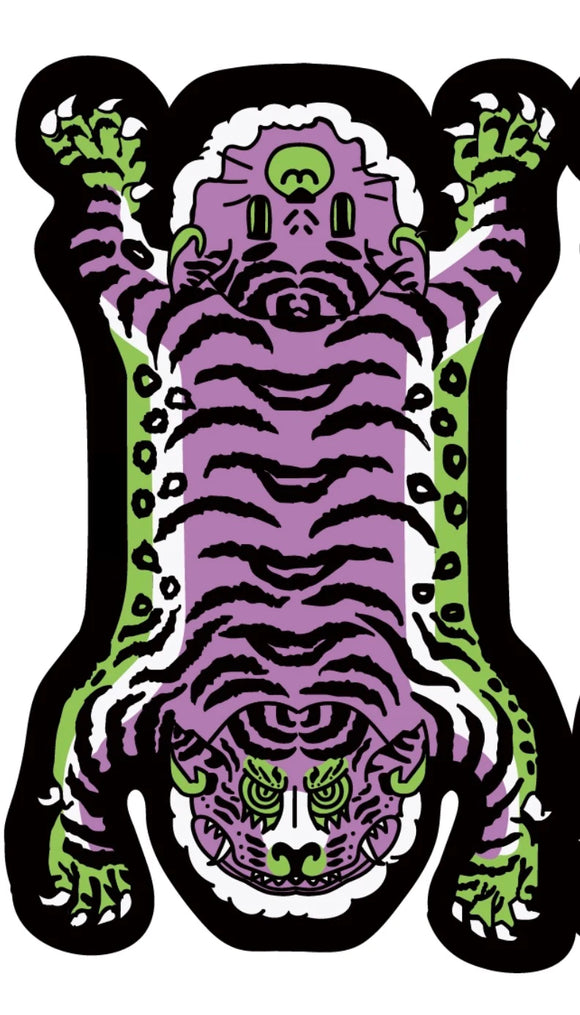 Abstract Art Tiger Rug - Purple & Green