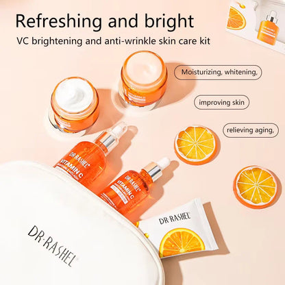 DRRASHEL Vitamin C 5-Piece Makeup Bag Skincare Set Pure Ember