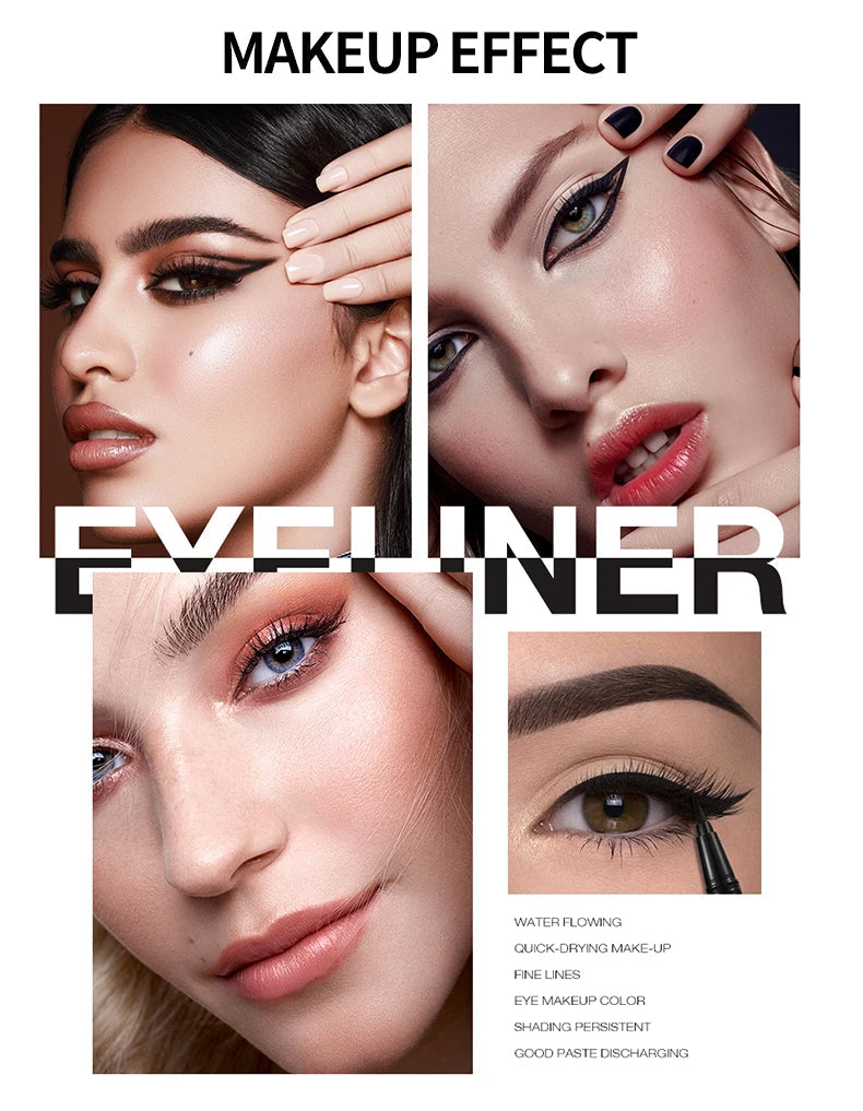 Liquid Eyeliner Pen Waterproof Black Long-Lasting Eye Liner Pencil Thick Quick-Dry Cosmetics Makeup Tool Pure Ember