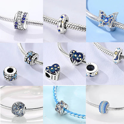 Charms 925 Sterling Silver Blue Pendant Charms
