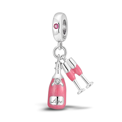 925 Sterling Silver Pink Series Colour Charms Beads Cut Girl Flower Pendant