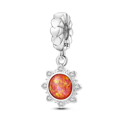 925 Sterling Silver Pink Series Colour Charms Beads Cut Girl Flower Pendant