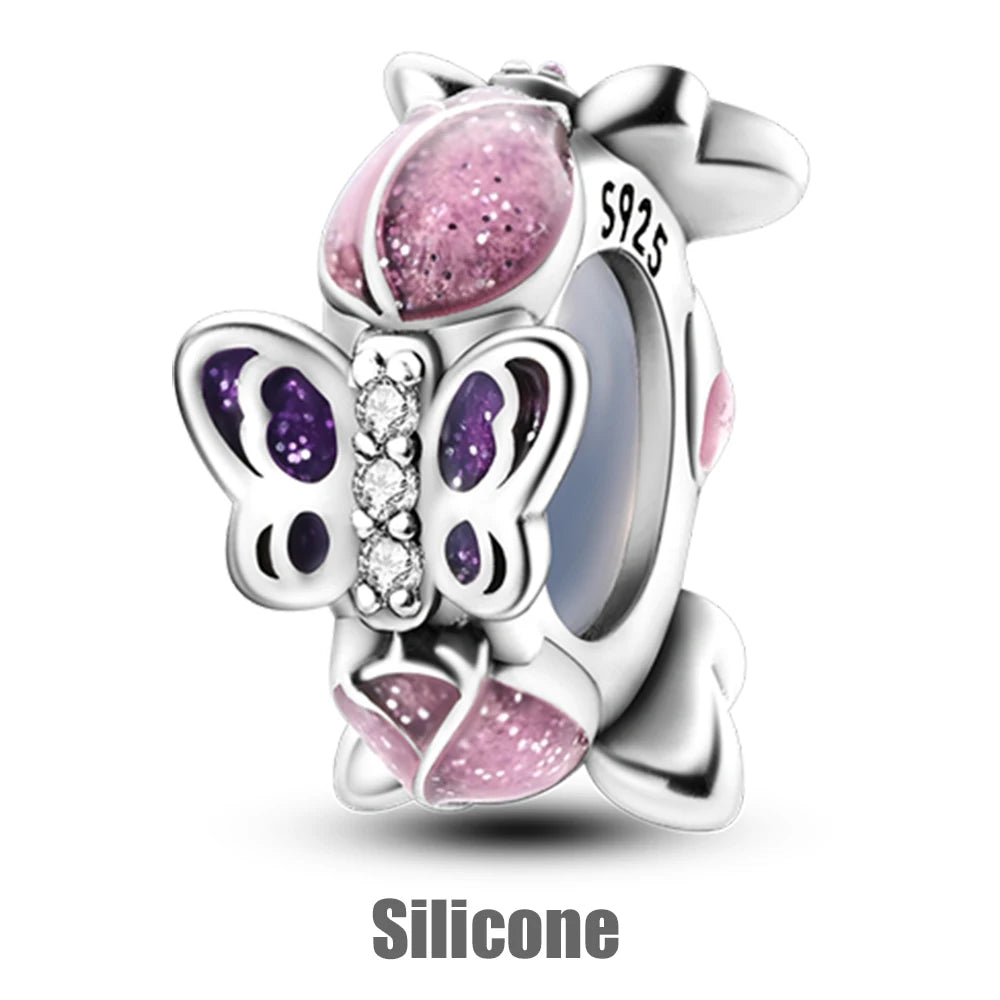 925 Sterling Silver Silicone Spacer Stopper Clip Charms Chamilia Beads Pure Ember