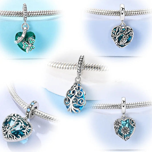 New In Charm 925 Sterling Silver Heart of the Ocean Pendant Charms Beads Pure Ember pandora style