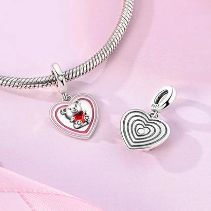 925 Sterling Silver Pink Charms Bead Butterfly Fairy Elephant Fox Pendants Pure Ember