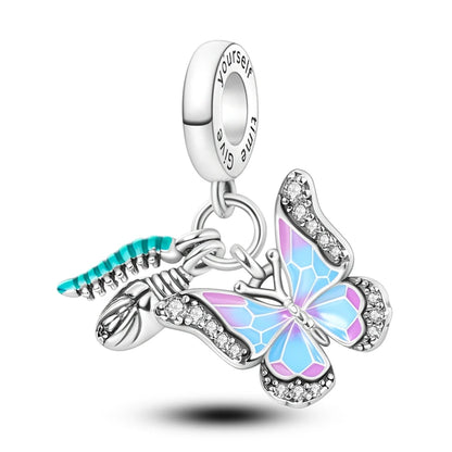 925 Sterling Silver Charms Beads Butterfly Clover Pendant