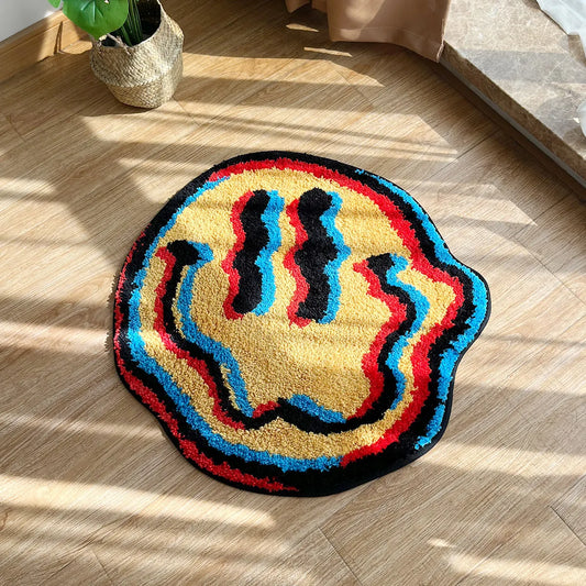 Trippy Smiling Face Rug Handmade Tufted Rug