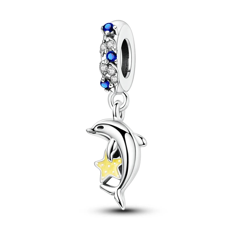 Pandora Sea Collection Dolphon with yellow star sterling silver 