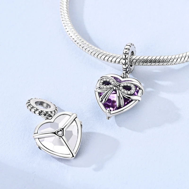 Silver 925 Charm Bead Rose Heart Pandent Butterfly Orchid Clasp Clip