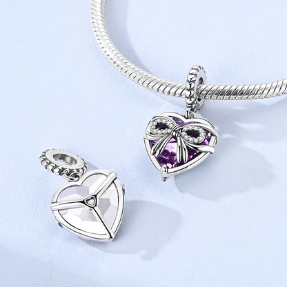 Silver 925 Charm Bead Rose Heart Pandent Butterfly Orchid Clasp Clip