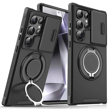 Navy Blue Slide Camera Protection Magnetic Stand Phone Case for Samsung