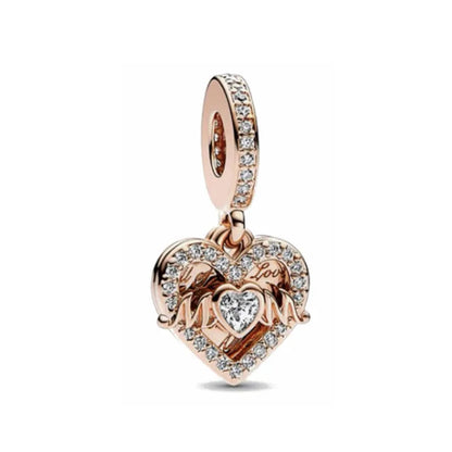 Exquisite rose gold-plated pink star moon peace heart-shaped pendants 925 silver Pure Ember