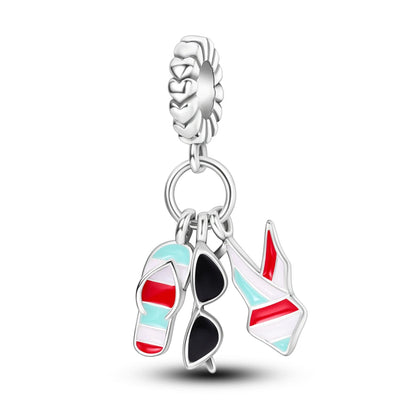 925 Sterling Silver Ocean Blue Sea Octopus Turtle Mermaid Charms Pure Ember pandora style swimsuit sunglasses and thong sandal 