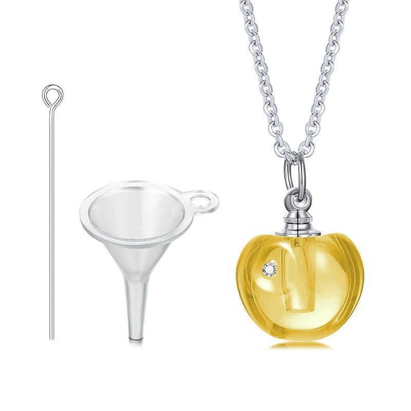 Glass Urn Necklace Pendant for Ashes Teardrop Pendant yellow