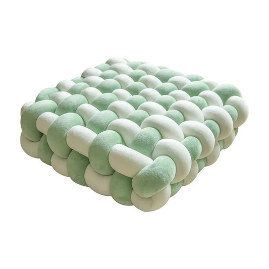 White & Green Soft Hand-woven Knotted Cushion