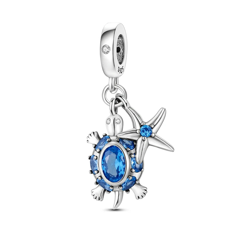 925 Sterling Silver Ocean Blue Sea Octopus Turtle Mermaid Charms Pure Ember pandora style 