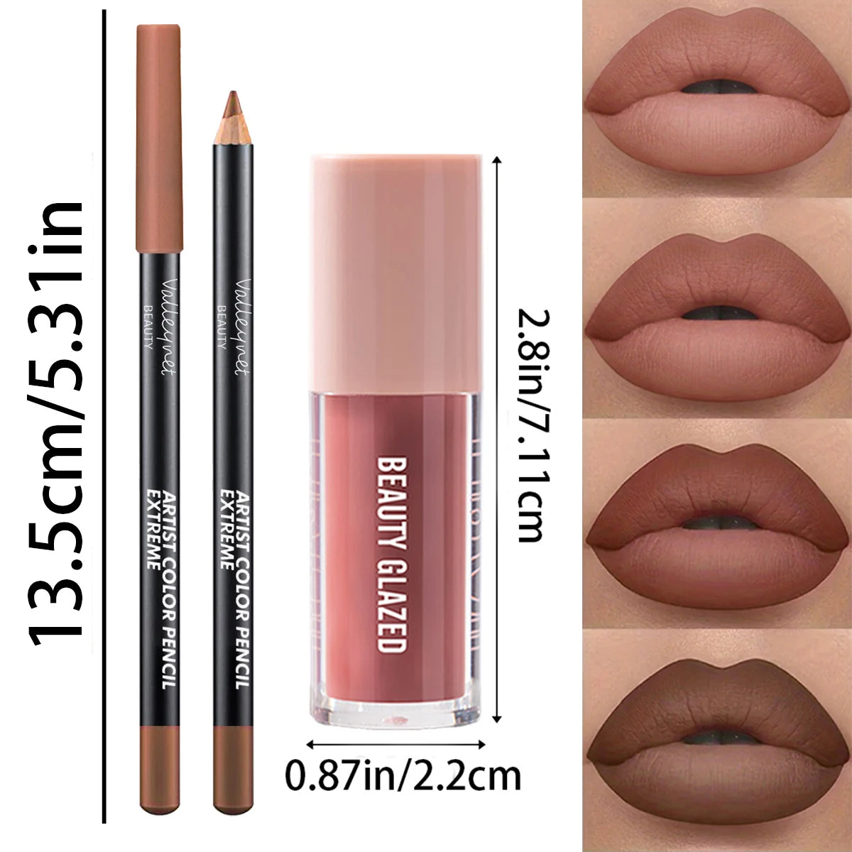 2pcs/Set Velvet Texture Lip Liner & Lip Gloss Pure Ember
