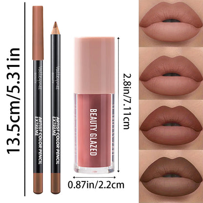 2pcs/Set Velvet Texture Lip Liner & Lip Gloss Pure Ember