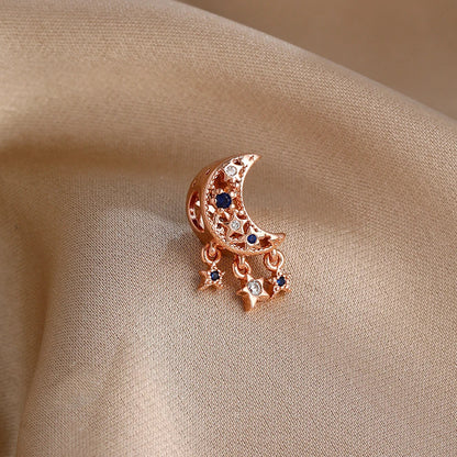 Exquisite rose gold-plated pink star moon peace heart-shaped pendants 925 silver Pure Ember