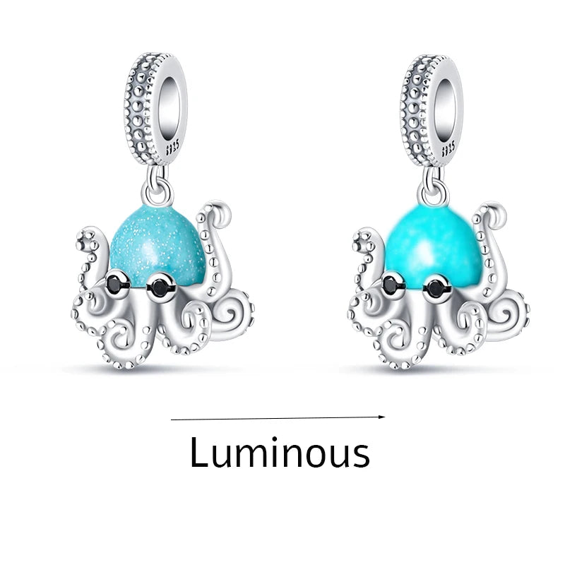 925 Sterling Silver Ocean Blue Sea Octopus Turtle Mermaid Charms Pure Ember pandora style octopus