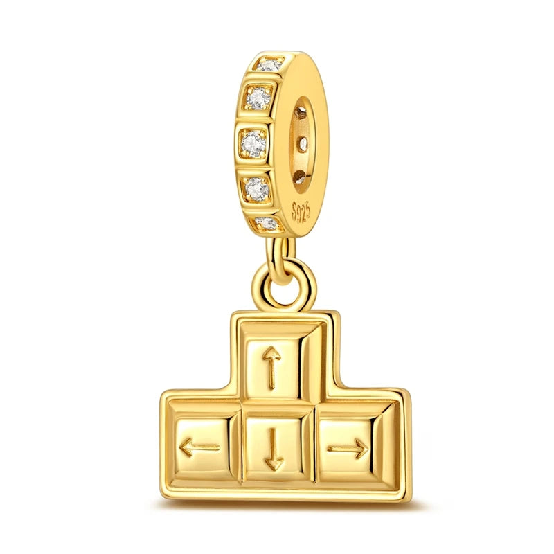 Gold Series DIY Charms Beads Inlaid Zirconium Sun Leopard Pendants Pure Ember