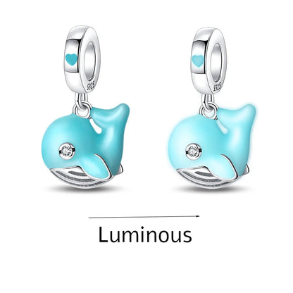 925 Sterling Silver Ocean Blue Sea Octopus Turtle Mermaid Charms Pure Ember pandora style  glow in the dark whale
