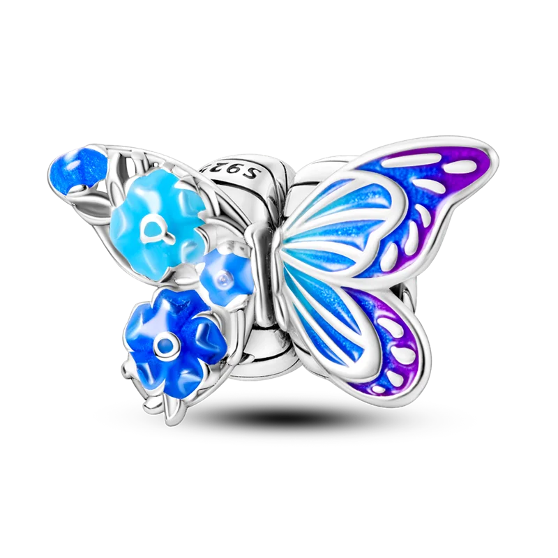 925 Sterling Silver Charms Beads Butterfly Clover Pendant