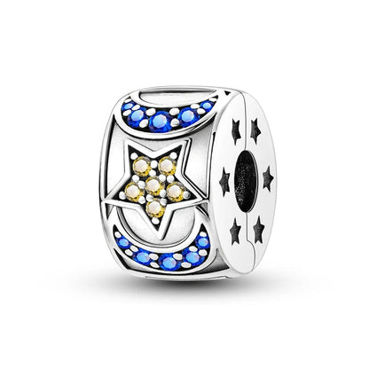 925 Sterling Silver Clasp Stone CZ Clip Charm Zircon Star Butterfly Bead Pure Ember