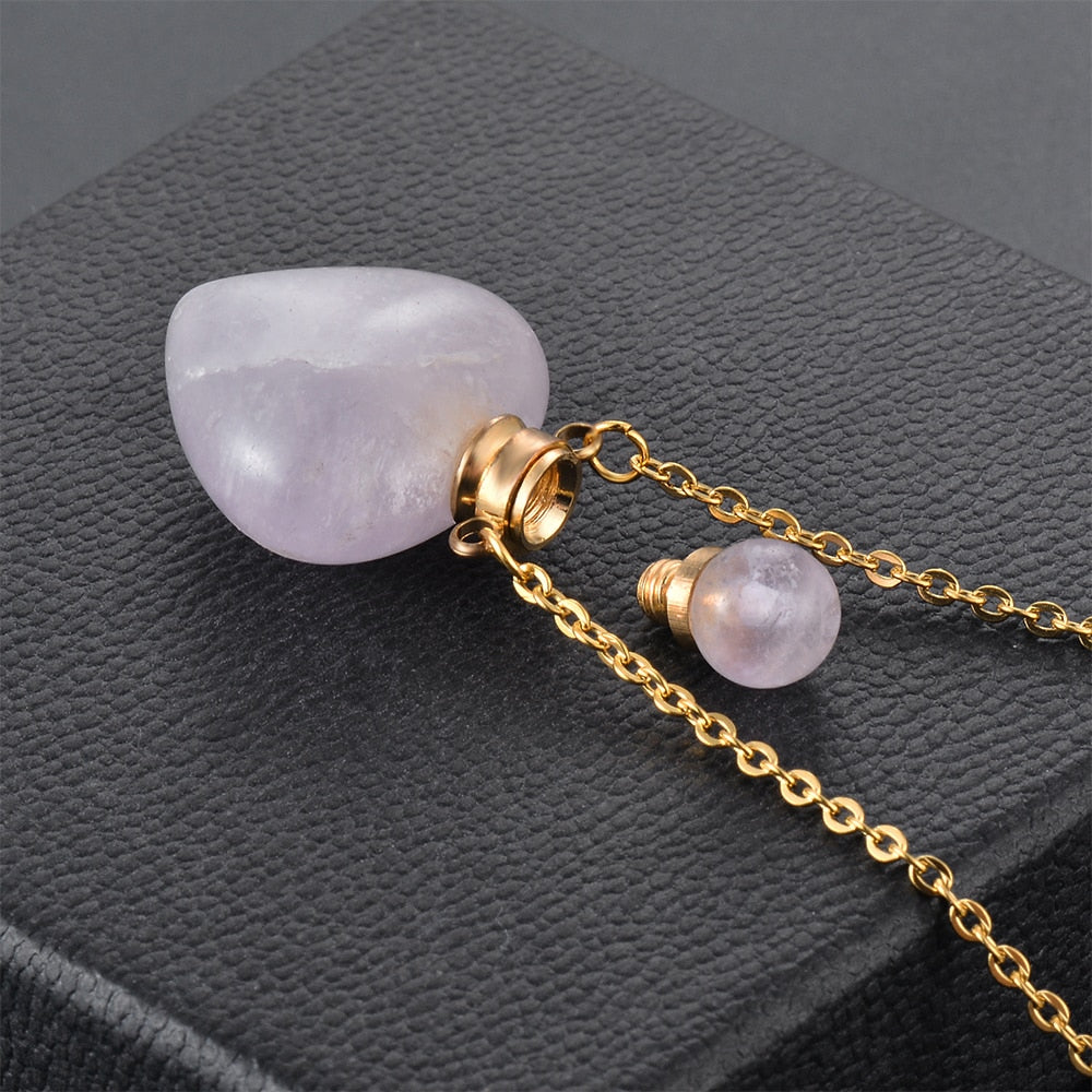 Crystal Natural Stone Ashes Keepsake Pendant Urn Necklaces