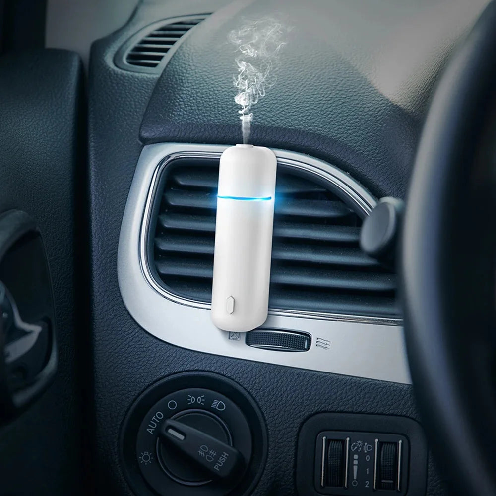 Car Aroma Diffuser Mini USB Rechargeable Vent Clip + Fragrances