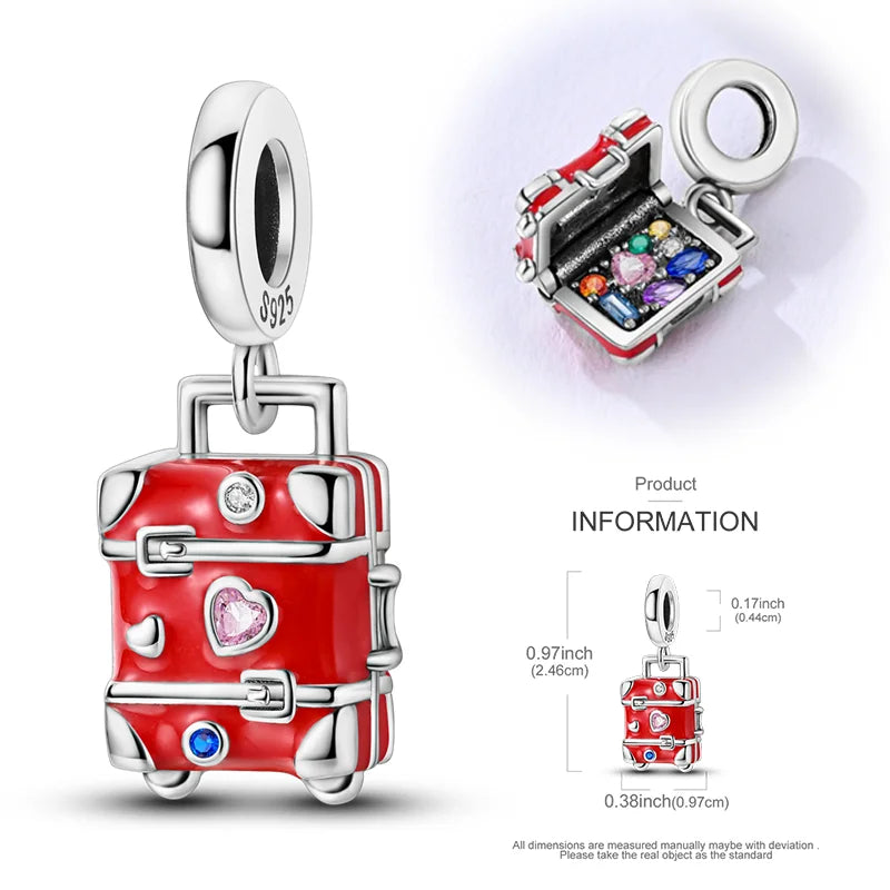 New 925 Sterling Silver Charms Beads Hot Air Balloon Matryoshka Pendant Pure Ember