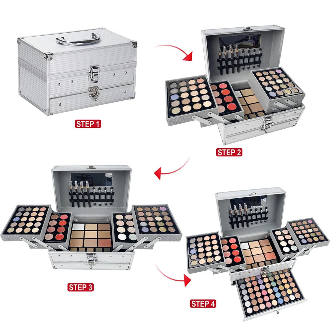 Professional Beauty Cosmetic Kit Eye Shadow Set Lipsticks Lip Liner Face Powder Contour Shades Concealers Combination Makeup Set Pure Ember