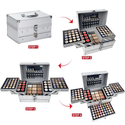 Professional Beauty Cosmetic Kit Eye Shadow Set Lipsticks Lip Liner Face Powder Contour Shades Concealers Combination Makeup Set Pure Ember
