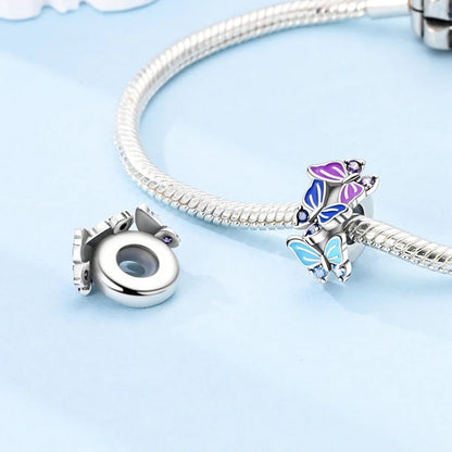 925 Sterling Silver Charms Bead Luminous Butterfly Dangle Fit Pure Ember